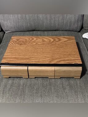 Vintage Cassette Tape Holder 3 Drawer Storage Case 42 Slots Wood Grain Finish